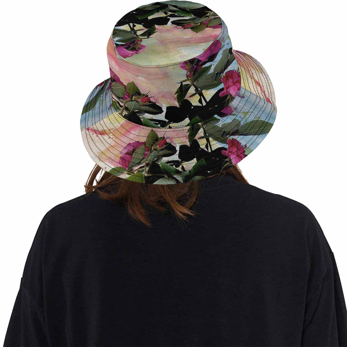 Vintage floral unisex bucket boonie Hat, outdoors hat, Design 21