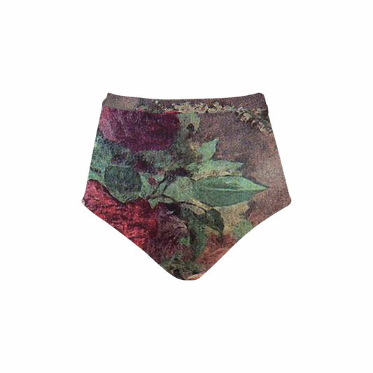 Vintage floral High waist bikini bottom, Design 29