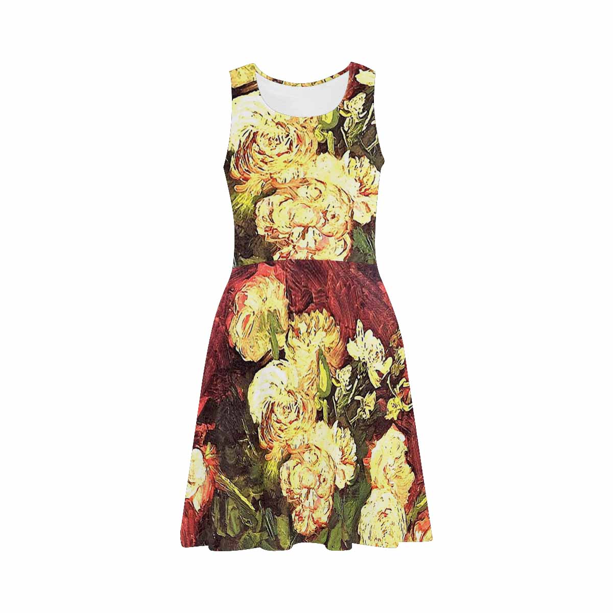 Vintage floral short summer flare dress,  XS to 3XL plus size, model D09534 Design 27