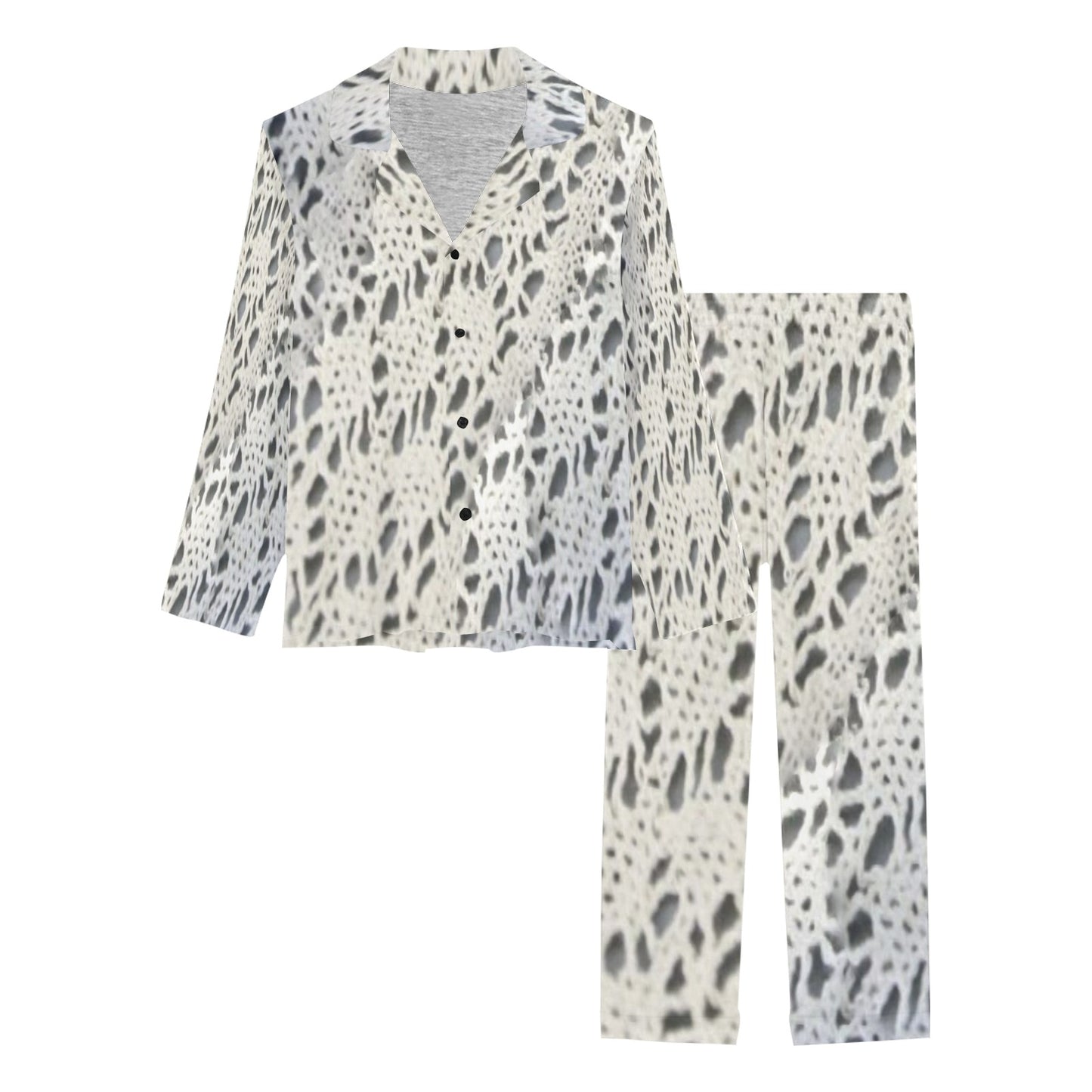 Victorian printed lace pajama set, design 12 Women's Long Pajama Set (Sets 02)