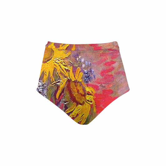 Vintage floral High waist bikini bottom, Design 54