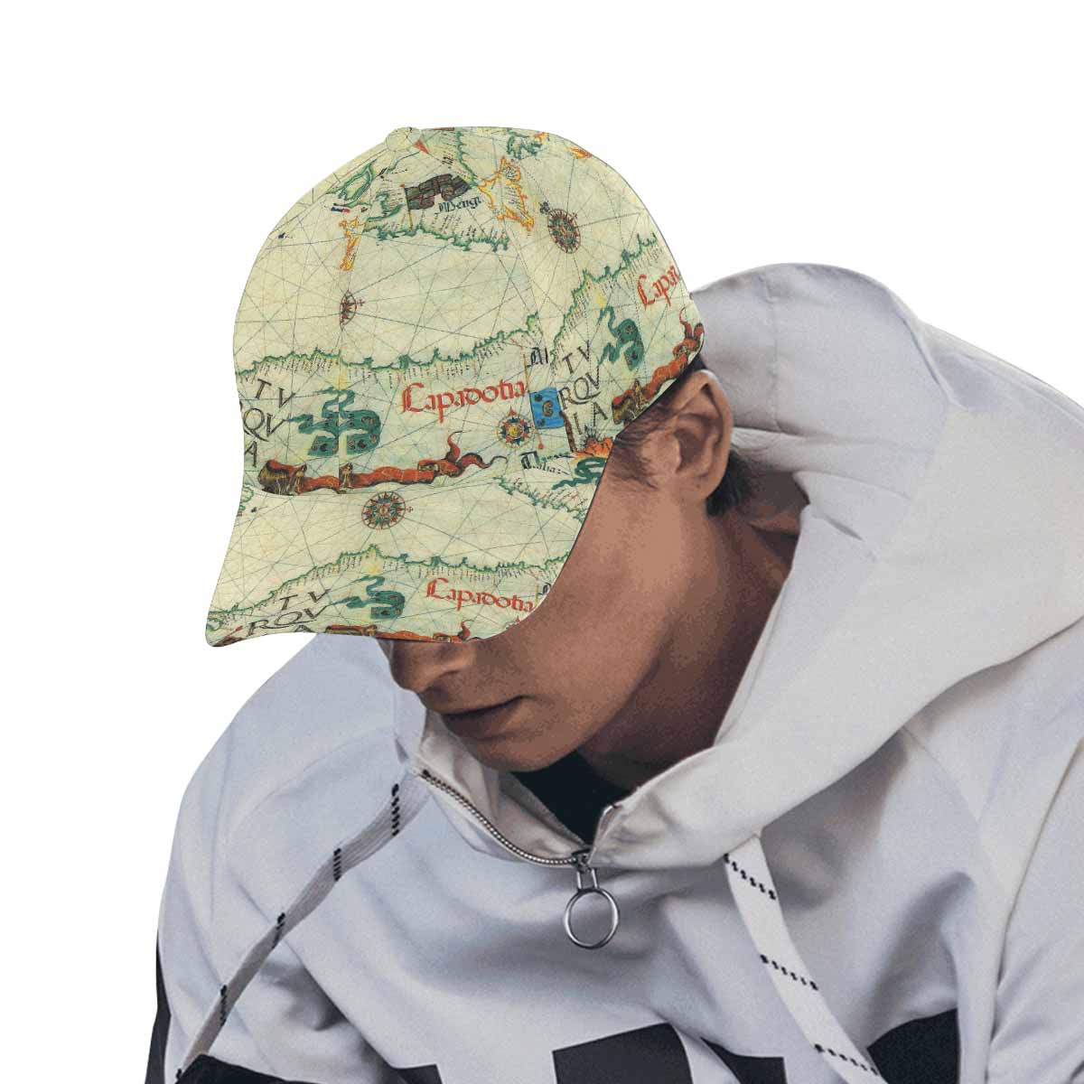 Antique Map design dad cap, trucker hat, Design 33