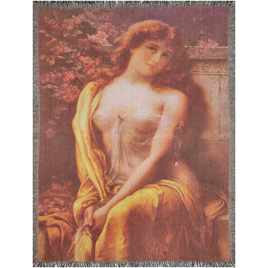 100% cotton Victorian Lady design design woven blanket, 50 x 60 or 60 x 80in, Starlight