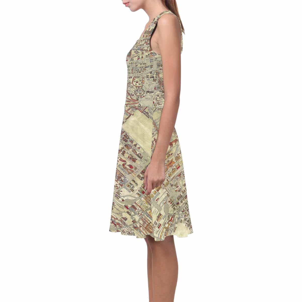 Antique Map casual summer dress, MODEL 09534, design 20