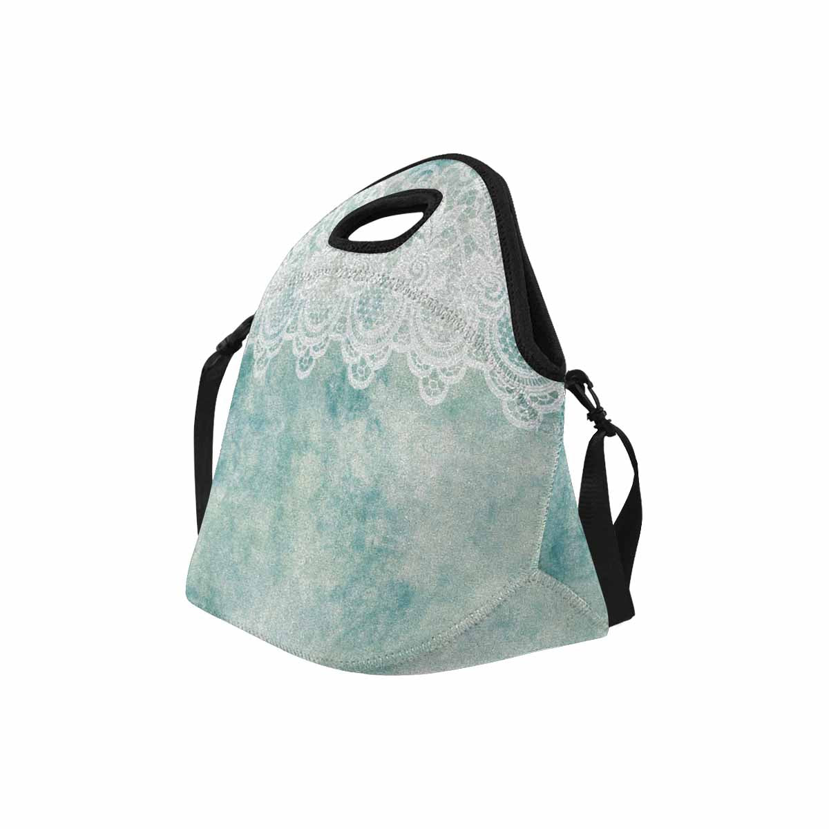 Victorian lace print insulated lunch bag, design 41