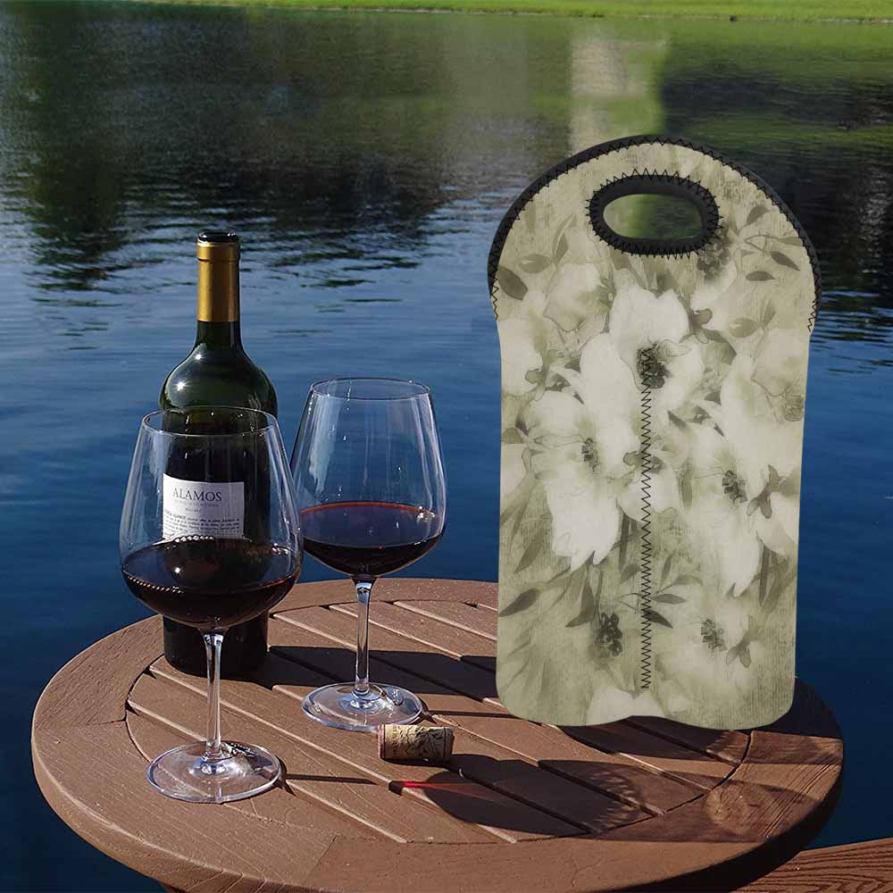 Vintage floral 2 bottle wine bag, Design 03x