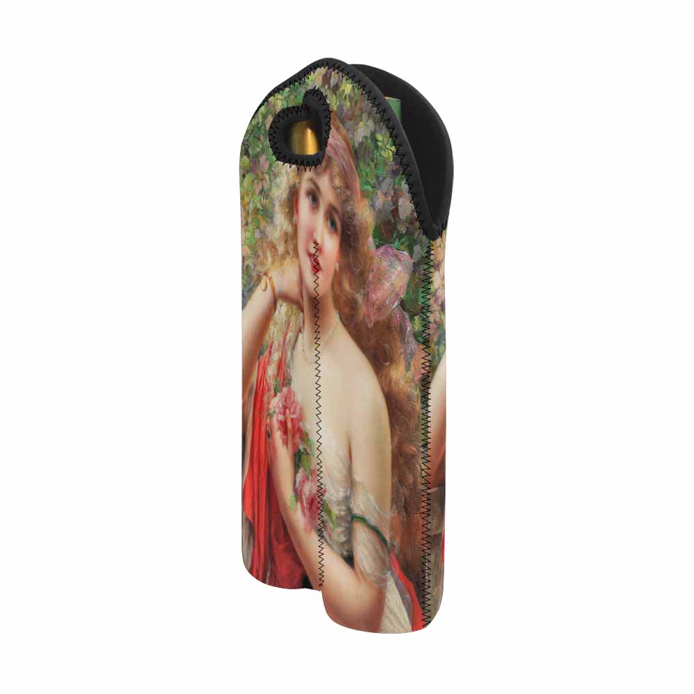 Victorian lady design 2 Bottle wine bag, Young Lady With Roses