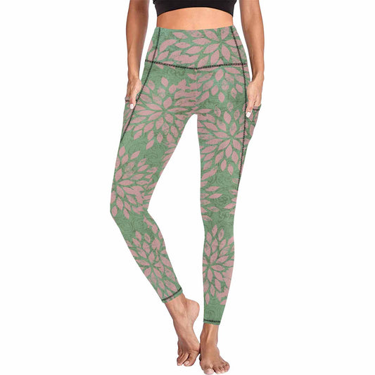 Floral 2, active wear leggings, outside surge, design 55