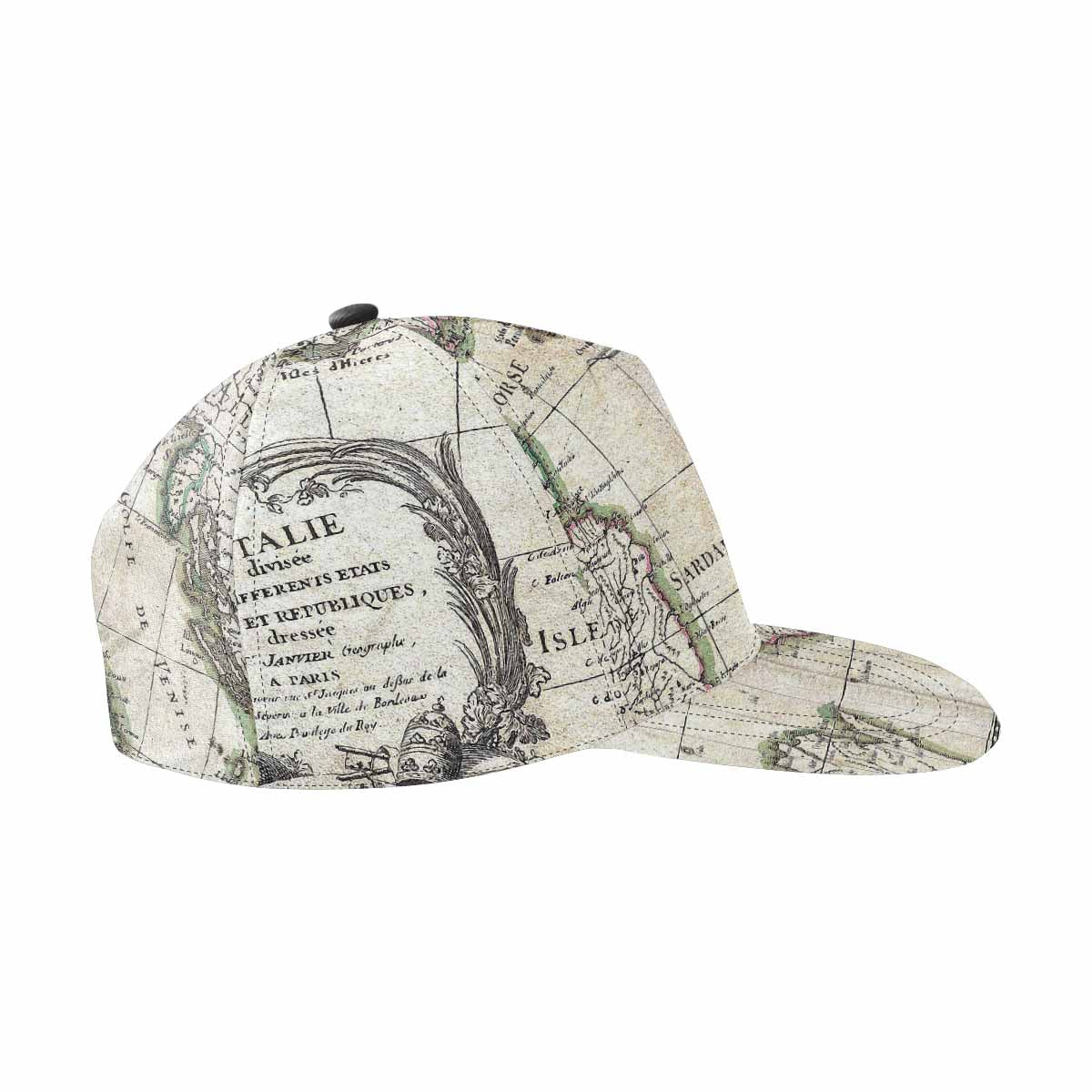 Antique Map design mens or womens deep snapback cap, trucker hat, Design 6
