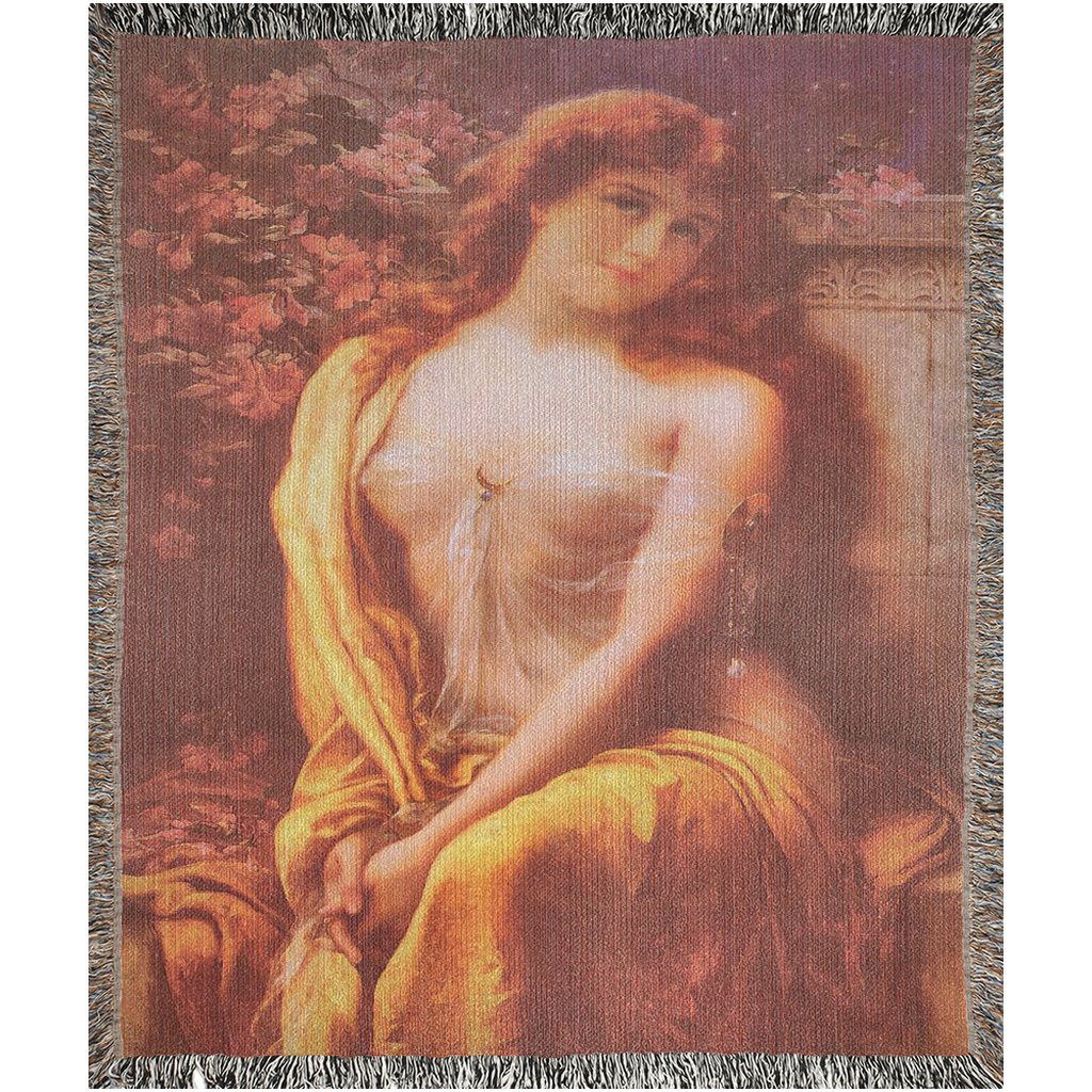 100% cotton Victorian Lady design design woven blanket, 50 x 60 or 60 x 80in, Starlight