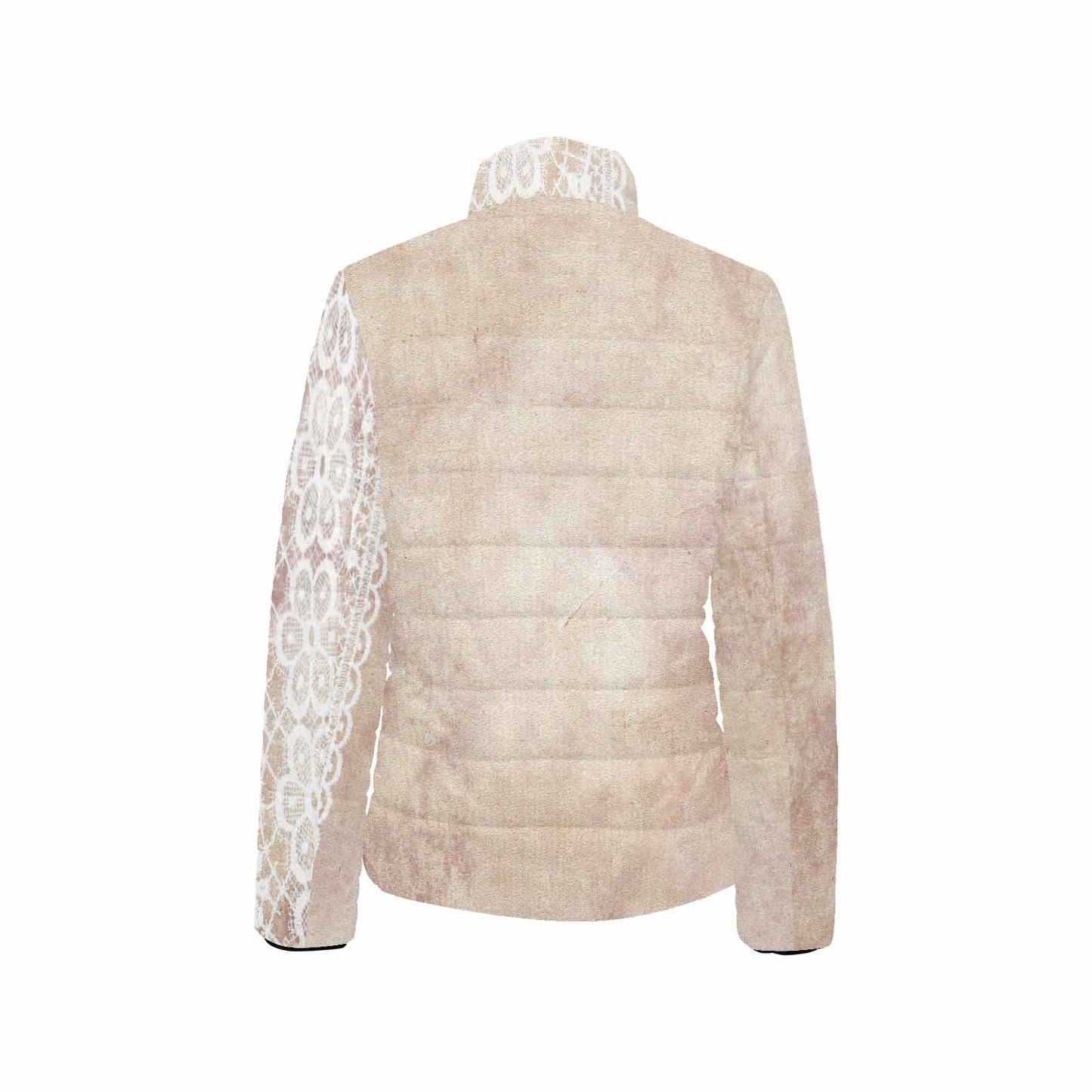 Victorian Lace print womens padded quilted jacket, design 35