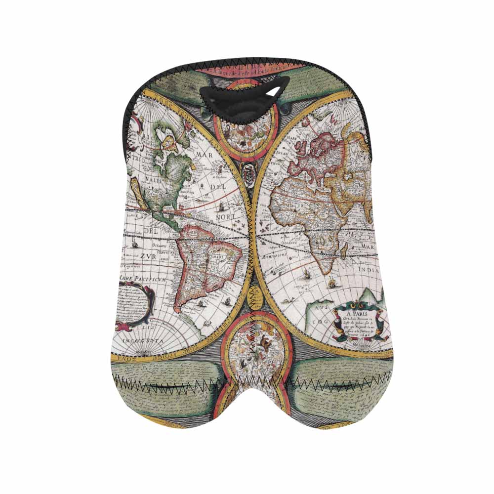 2 Bottle Antique map wine bag,Design 31