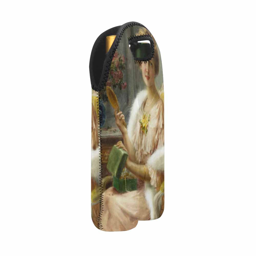 Victorian lady design 2 Bottle wine bag, A young lady with a mirror