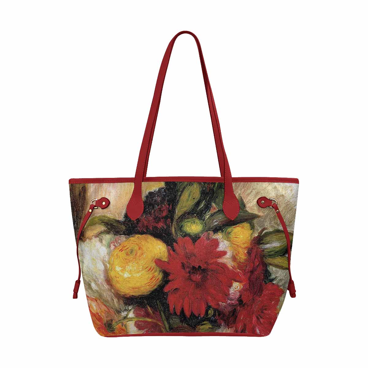 Vintage Floral Handbag, Classic Handbag, Mod 1695361 Design 25, RED TRIM