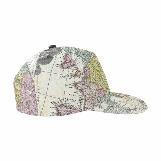 Antique Map design mens or womens deep snapback cap, trucker hat, Design 30