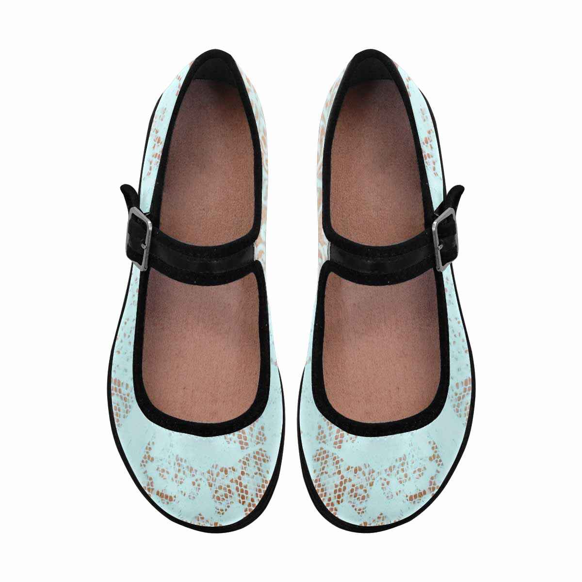 Victorian lace print, cute, vintage style women's Mary Jane shoes, design 23