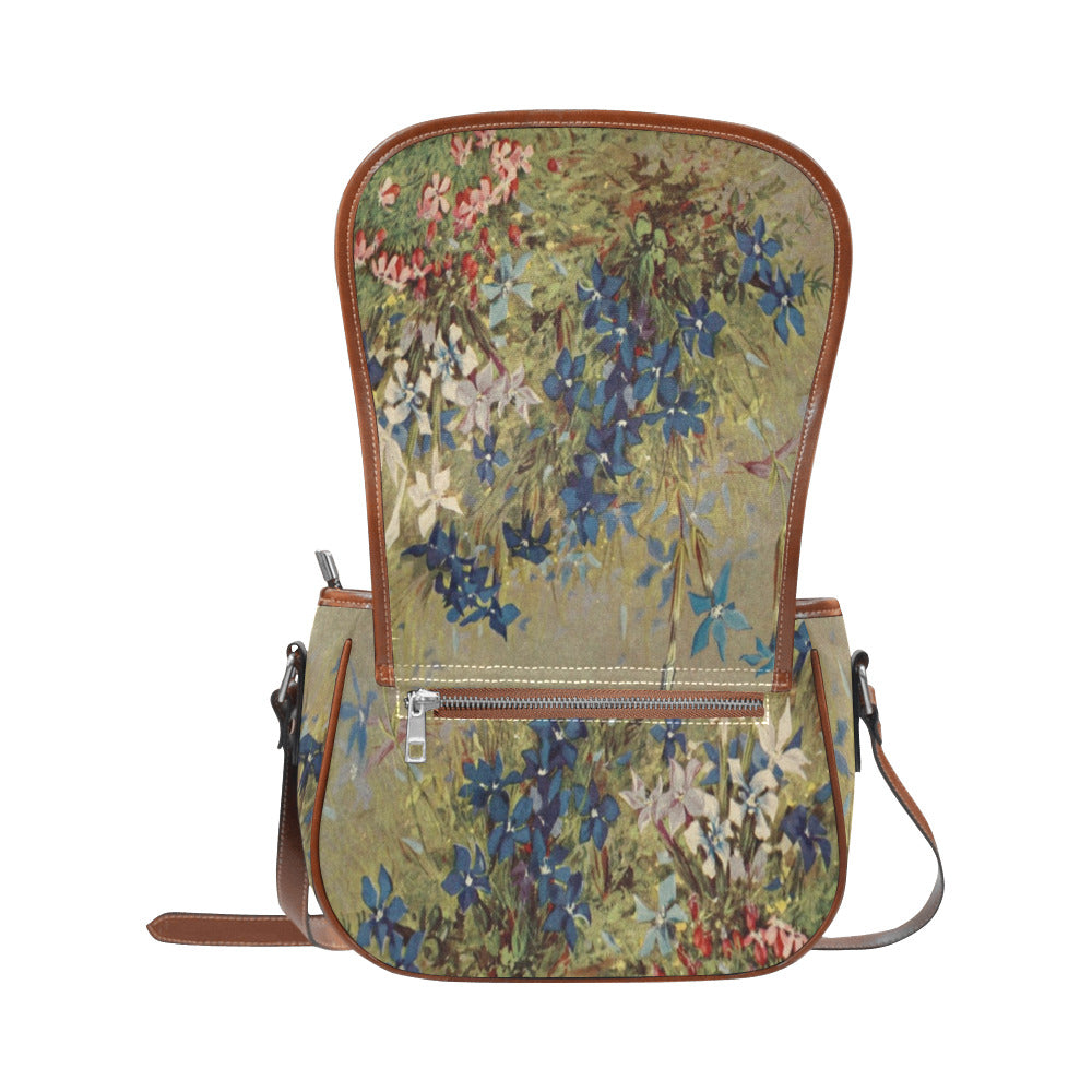 Vintage floral handbag, Design 39 Model 1695341 Saddle Bag/Large (Model 1649)