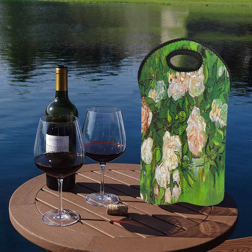 Vintage floral 2 bottle wine bag, Design 06
