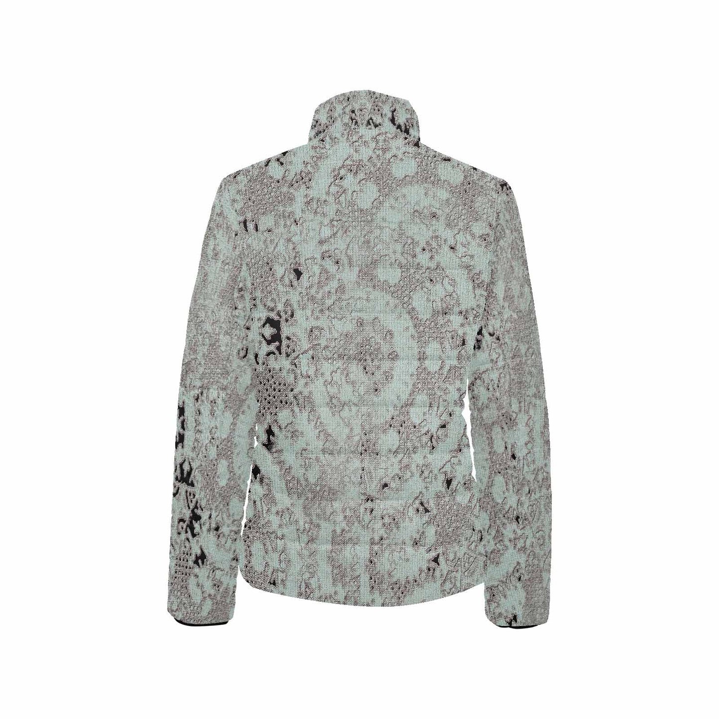 Victorian Lace print womens padded quilted jacket, design 51