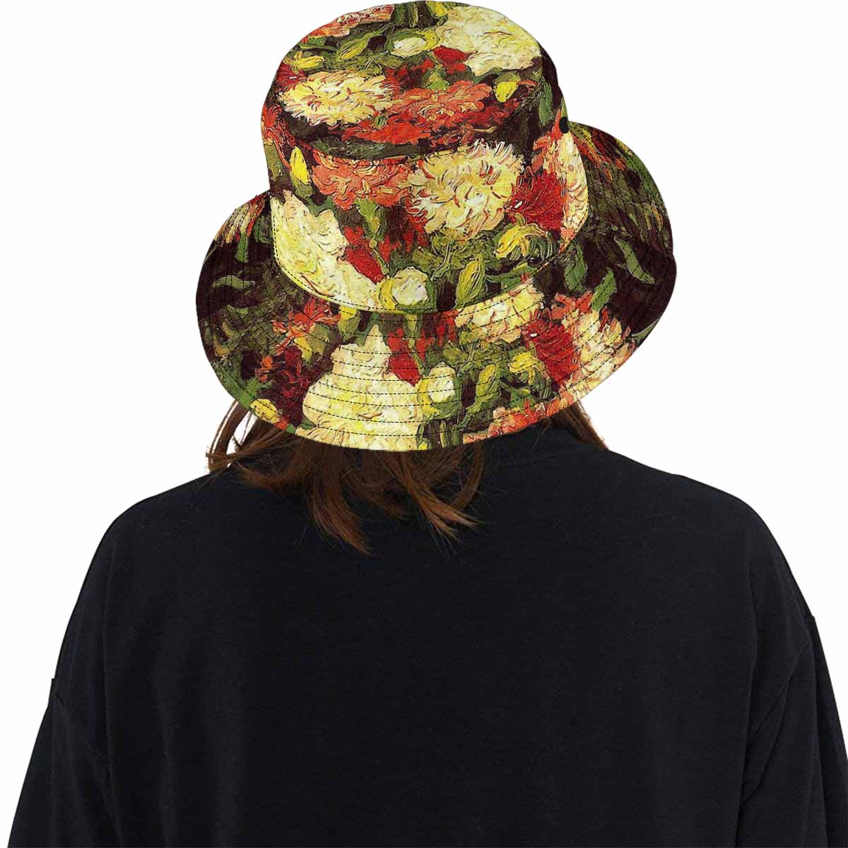 Vintage floral unisex bucket boonie Hat, outdoors hat, Design 33