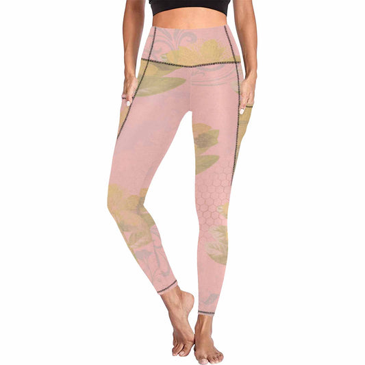 Floral 2, active wear leggings, outside surge, design 67