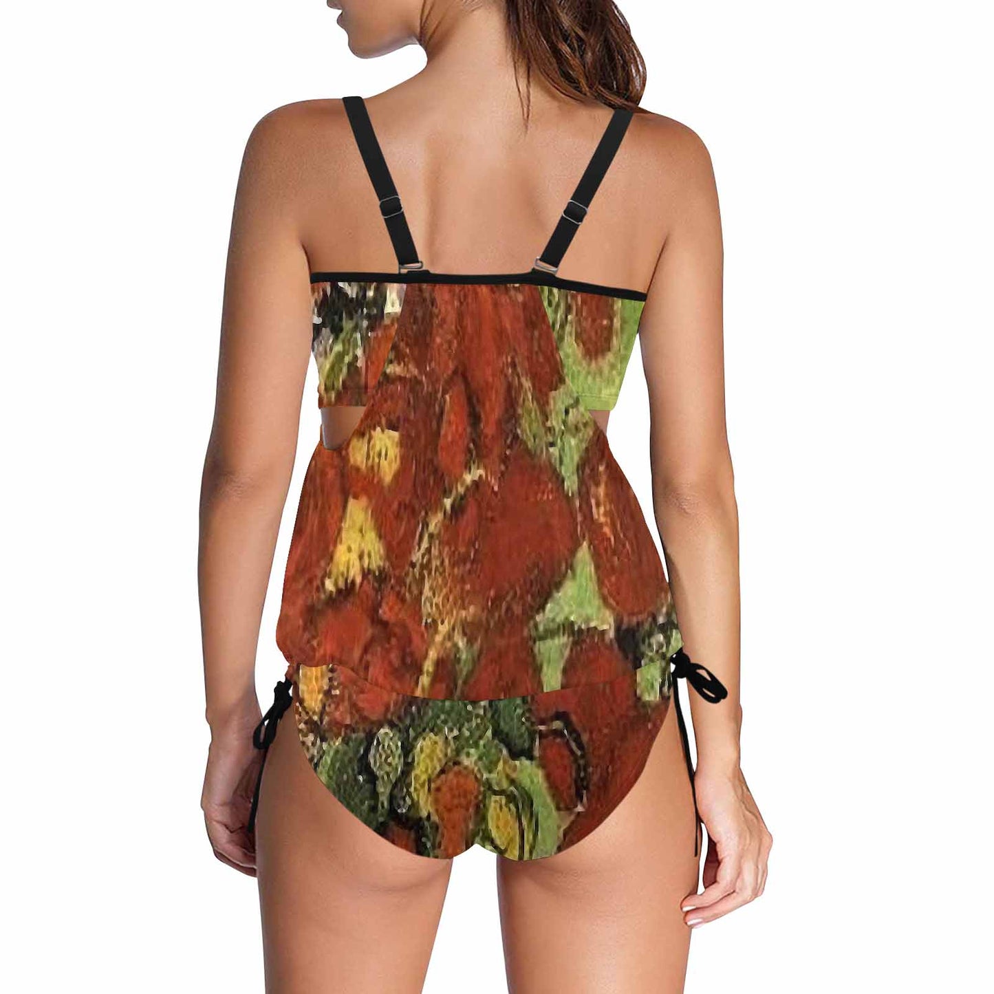 Vintage floral,cover belly tankini beach wear, swim wear, Design 56
