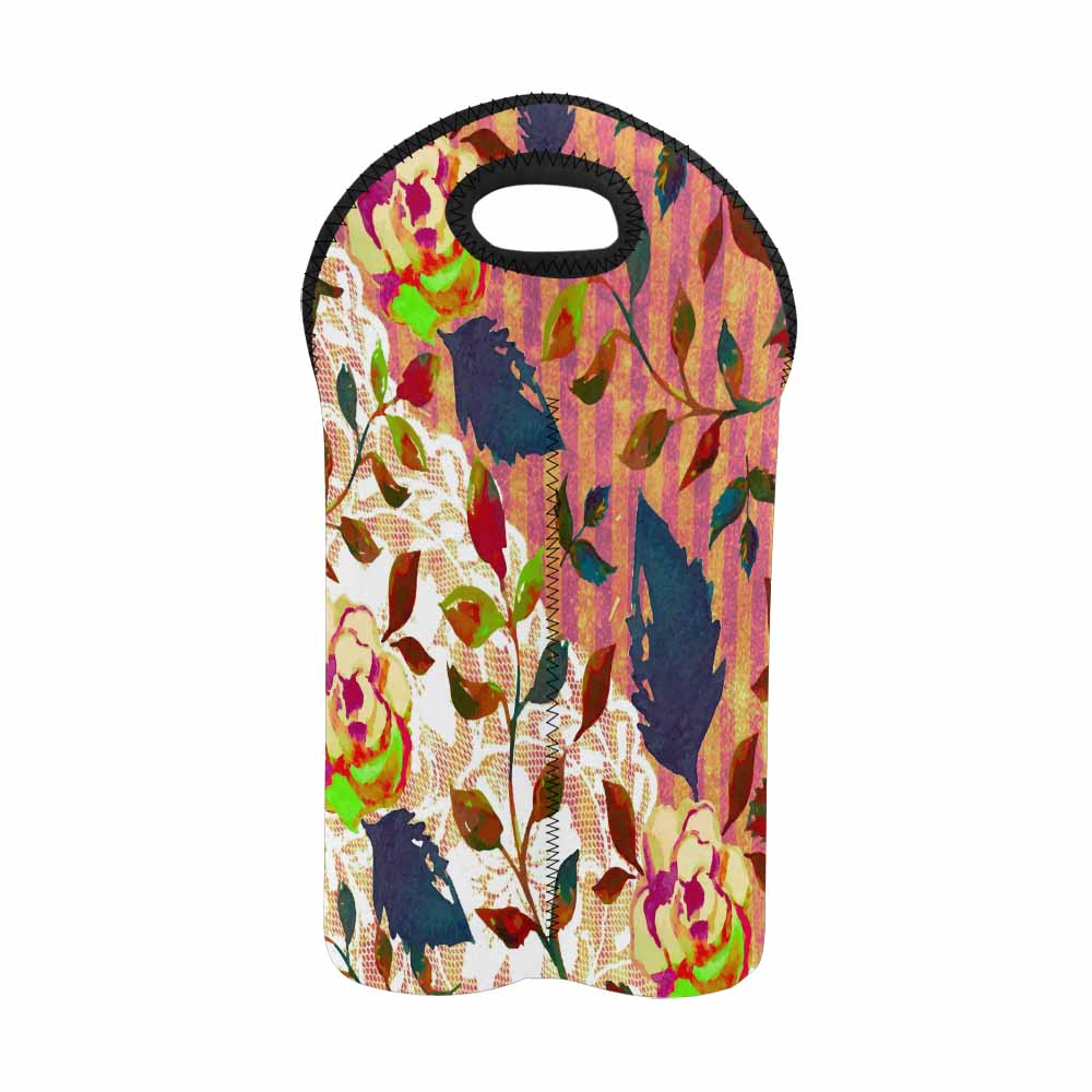 2 Bottle Victorian lace print wine bag, Design 22