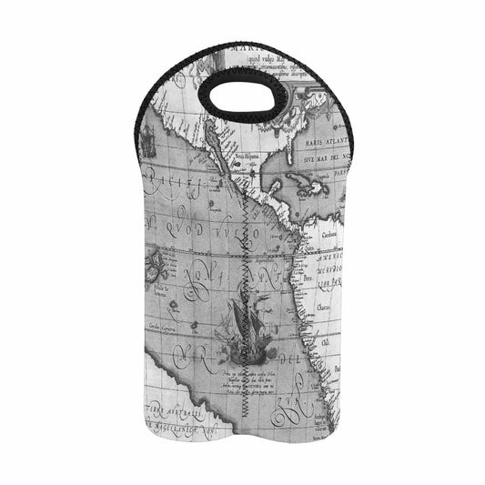 2 Bottle Antique map wine bag,Design 44