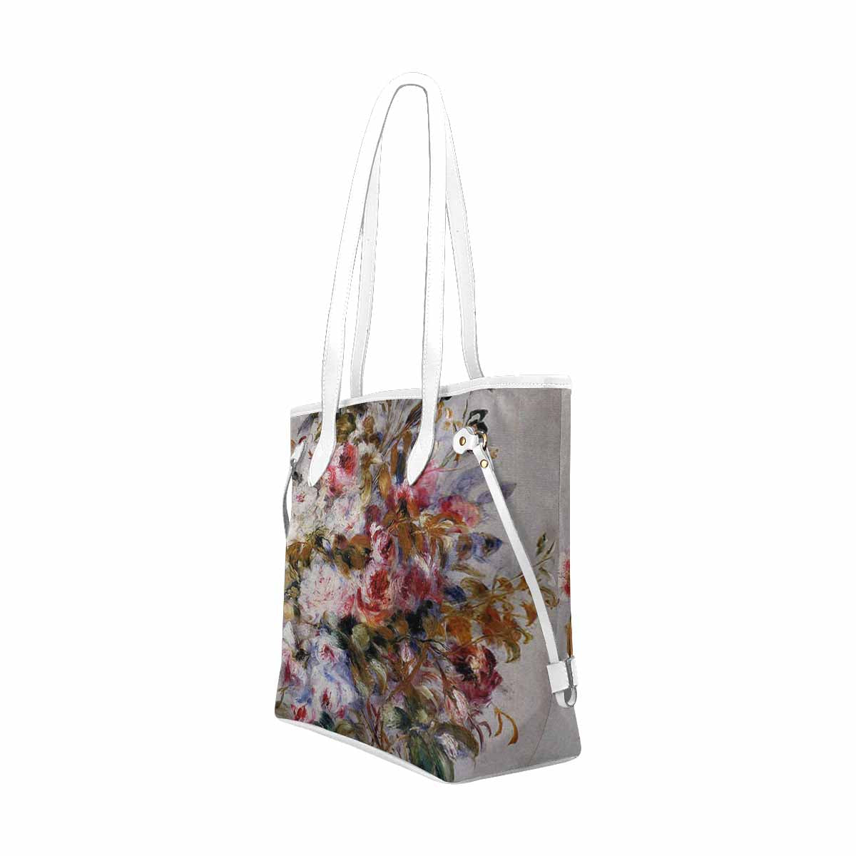 Vintage Floral Handbag, Classic Handbag, Mod 1695361 Design 12, WHITE TRIM