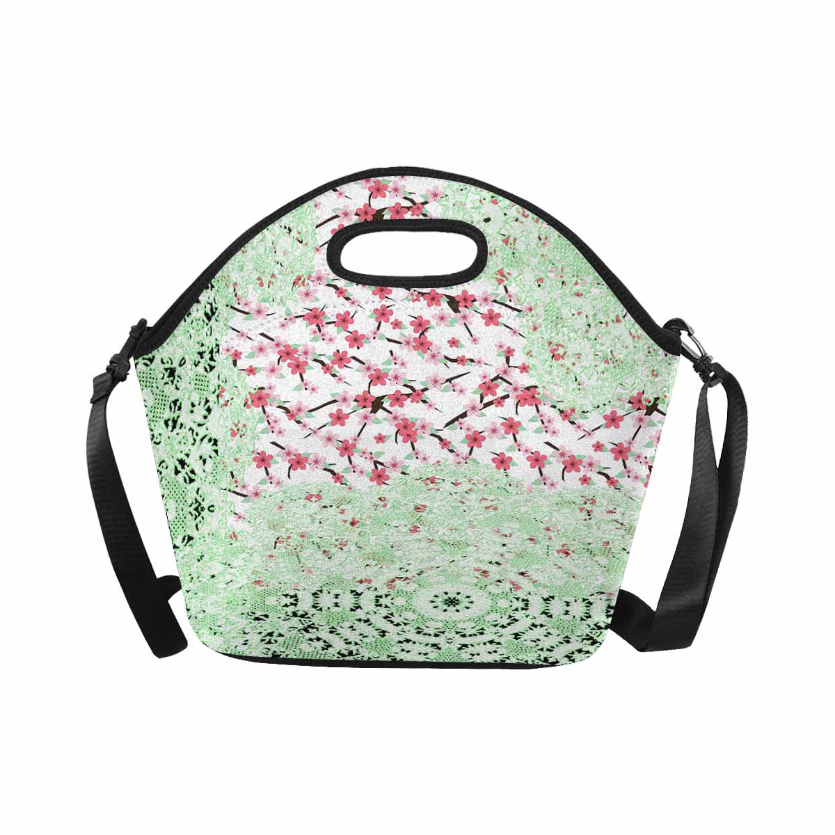 Victorian lace print insulated lunch bag, design 10