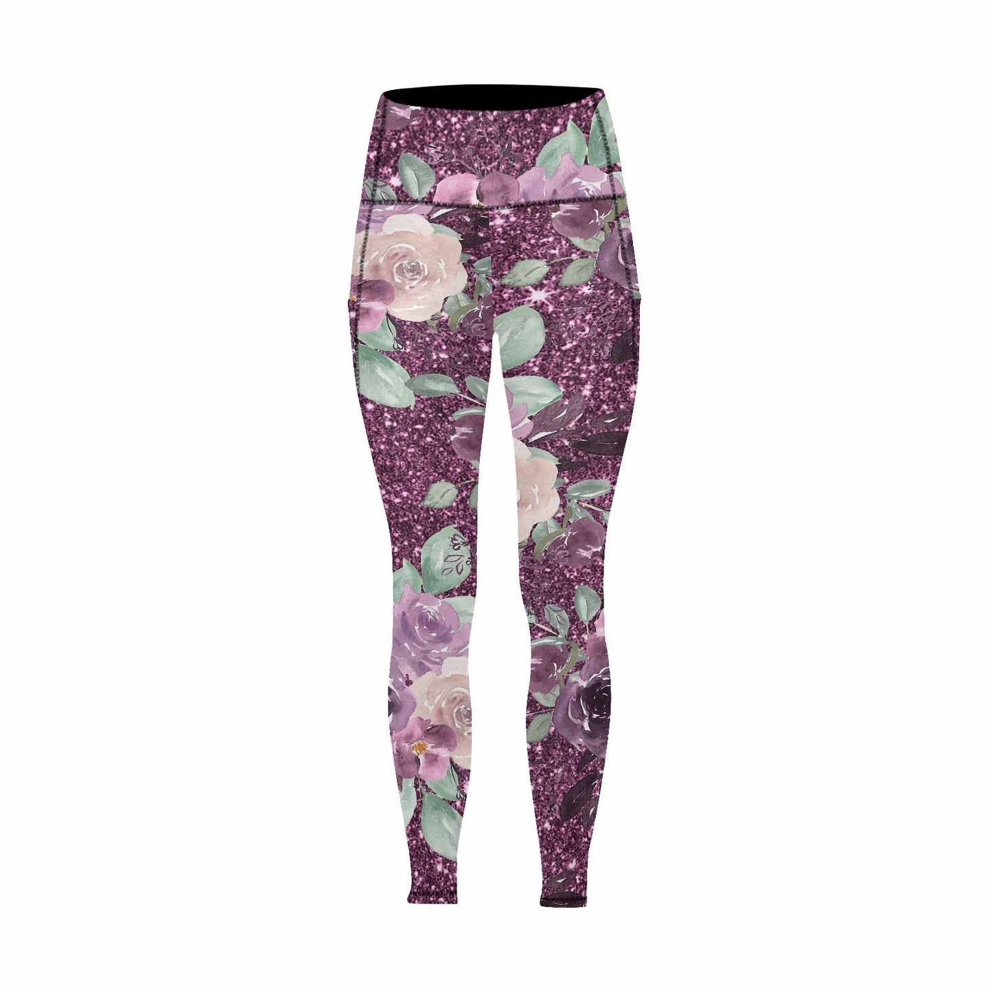 Floral 2, active wear leggings, outside surge, design 36
