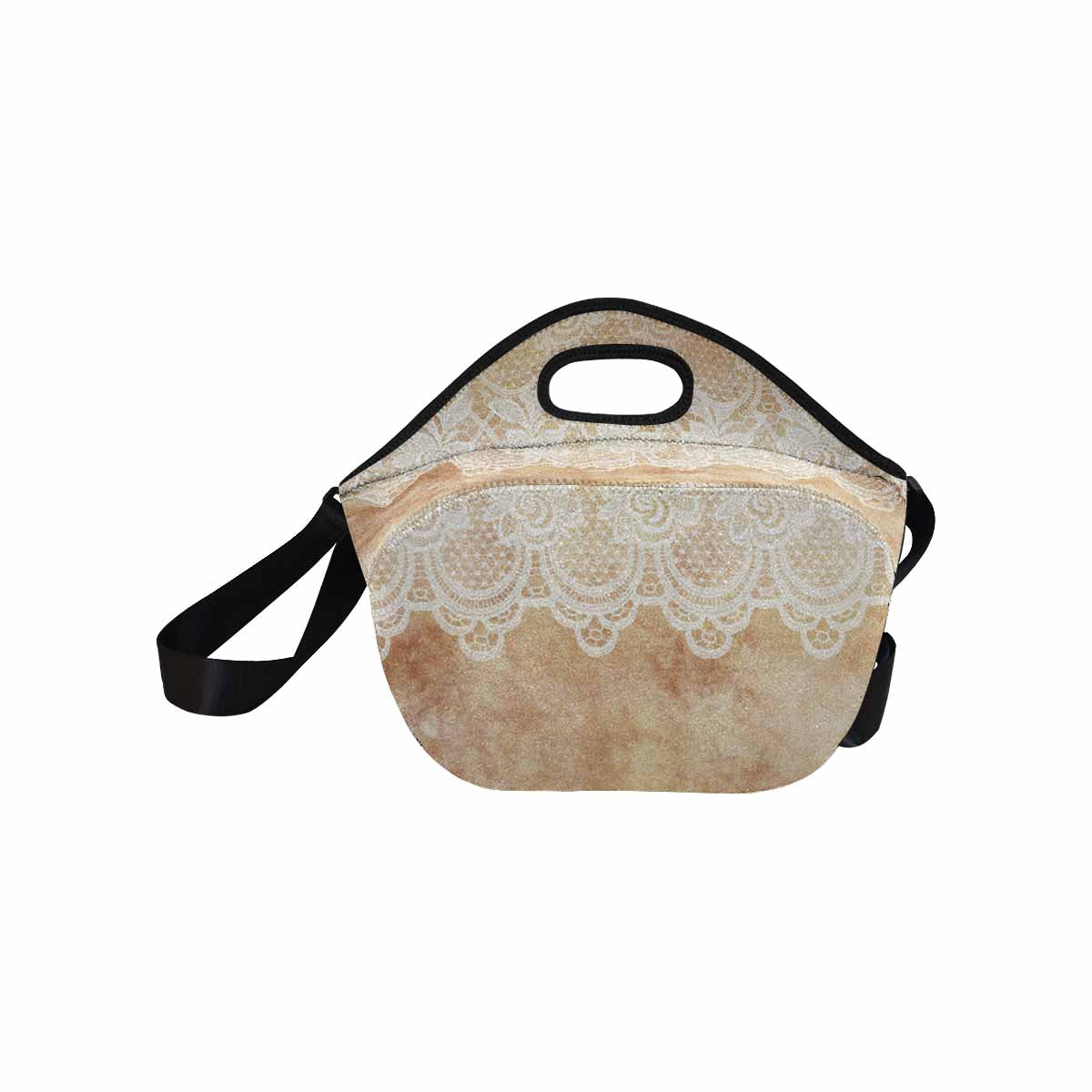 Victorian lace print insulated lunch bag, design 30
