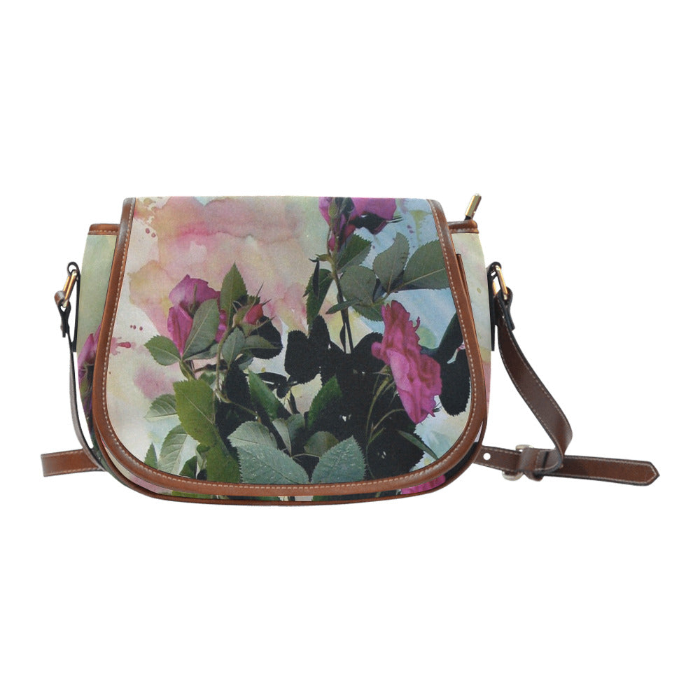 Vintage floral handbag, Design 21 Model 1695341 Saddle Bag/Large (Model 1649)