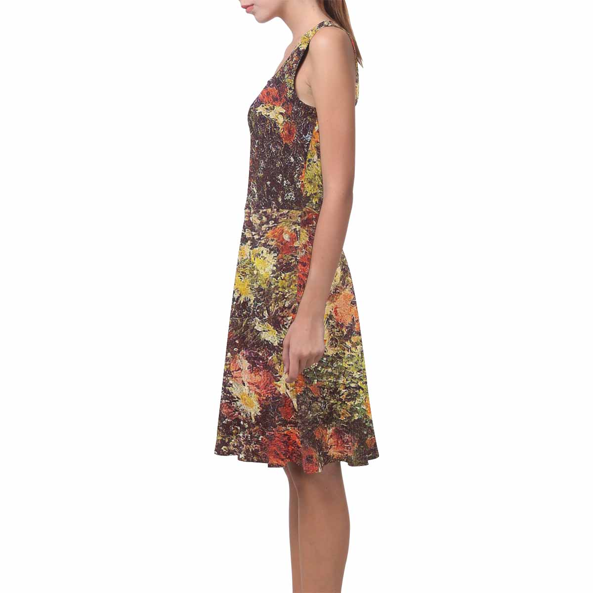Vintage floral short summer flare dress,  XS to 3XL plus size, model D09534 Design 24