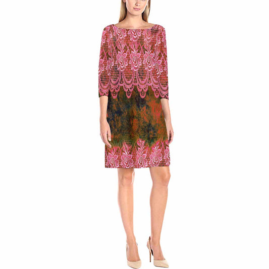 Victorian printed lace loose dress, Design 32