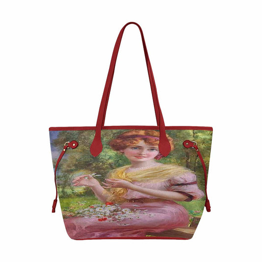 Victorian Lady Design Handbag, Model 1695361, Lady In Pink, RED TRIM