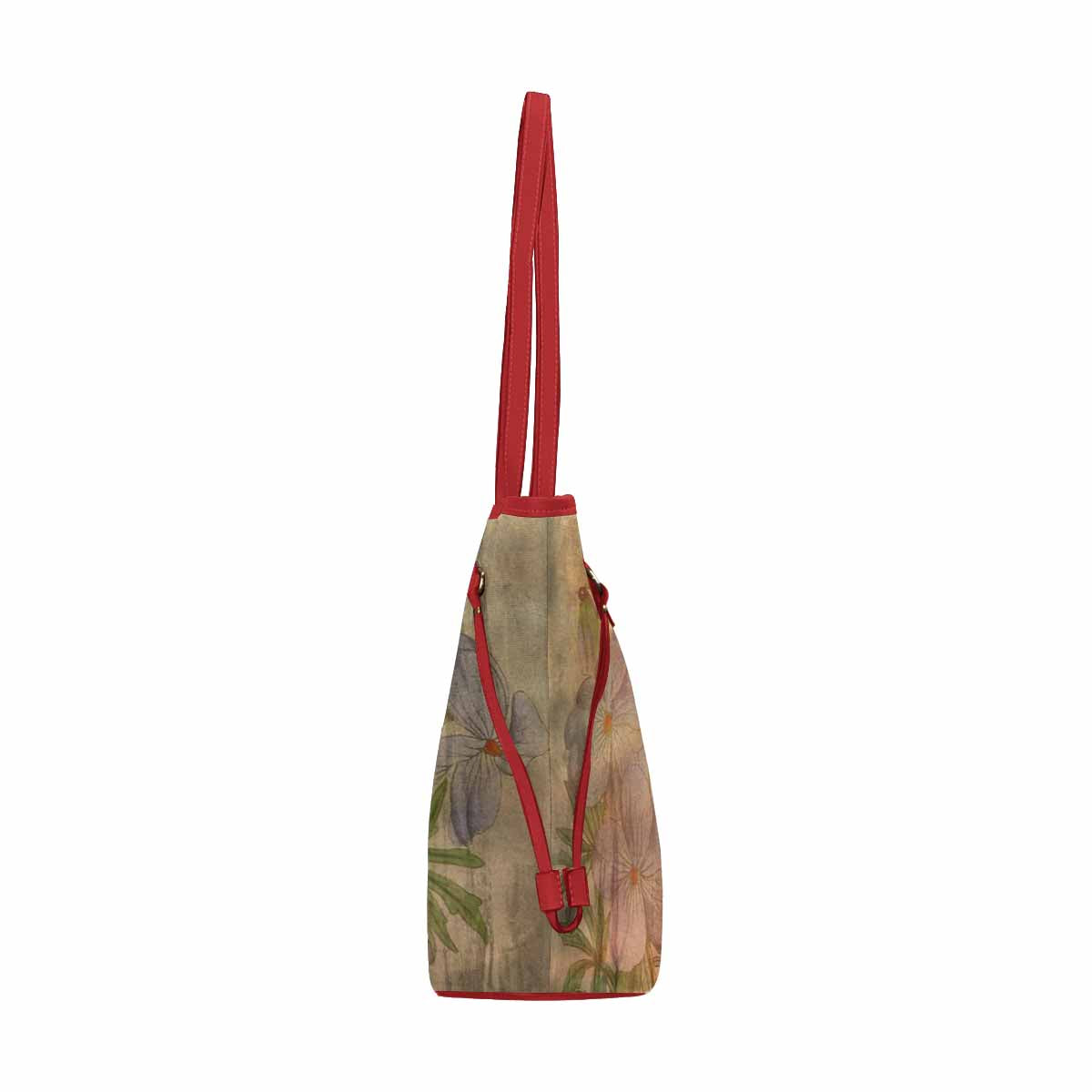 Vintage Floral Handbag, Classic Handbag, Mod 1695361 Design 13xx, RED TRIM