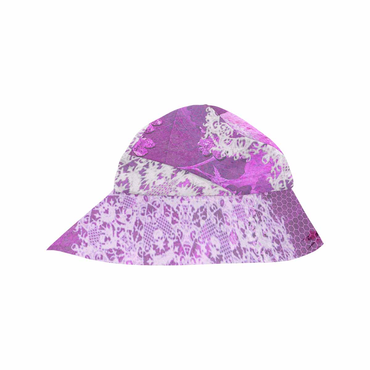 Victorian lace print, wide brim sunvisor Hat, outdoors hat, design 03
