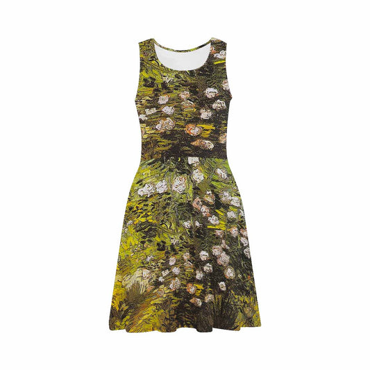 Vintage floral short summer flare dress,  XS to 3XL plus size, model D09534 Design 05