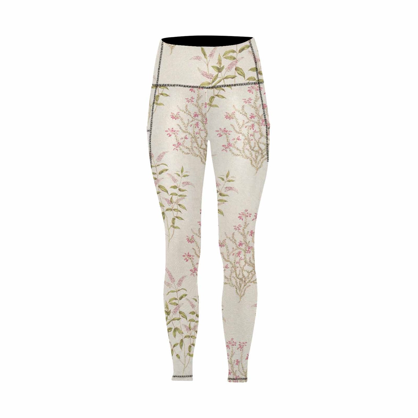 Floral 2, active wear leggings, outside surge, design 23