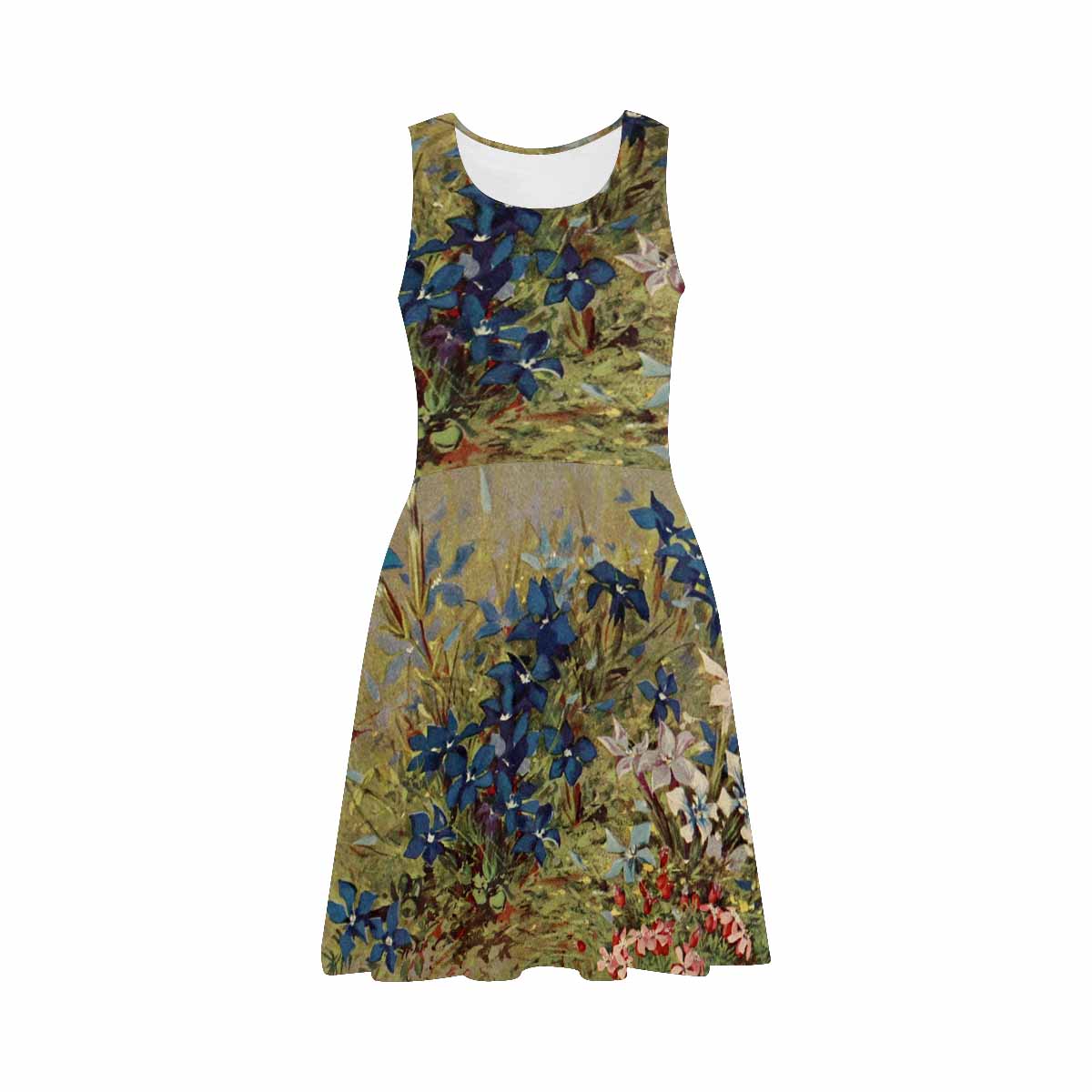 Vintage floral short summer flare dress,  XS to 3XL plus size, model D09534 Design 39
