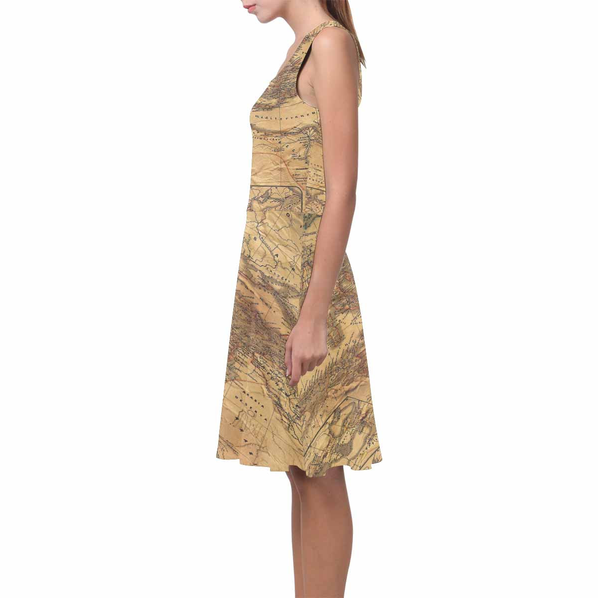 Antique Map casual summer dress, MODEL 09534, design 14