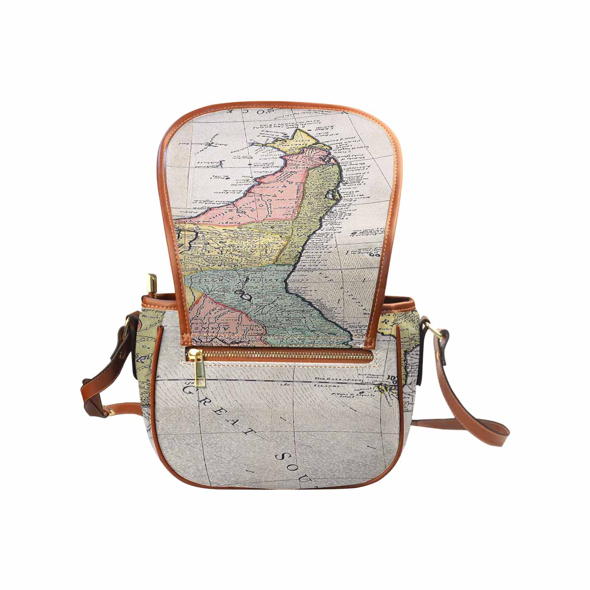 Antique Map design Handbag, saddle bag, Design 40
