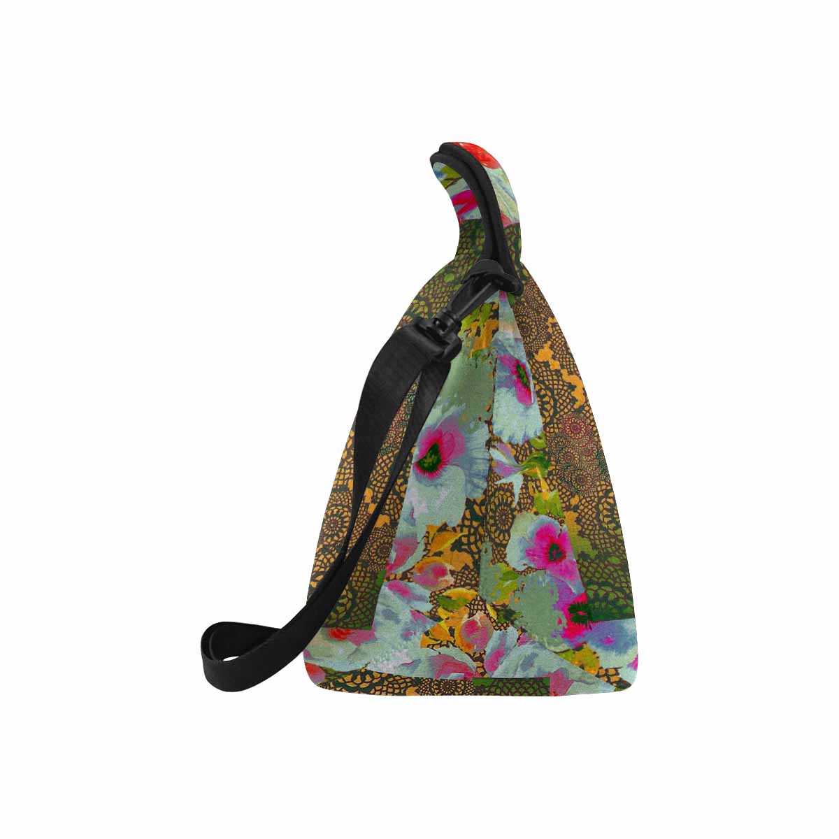 Victorian lace print insulated lunch bag, design 15