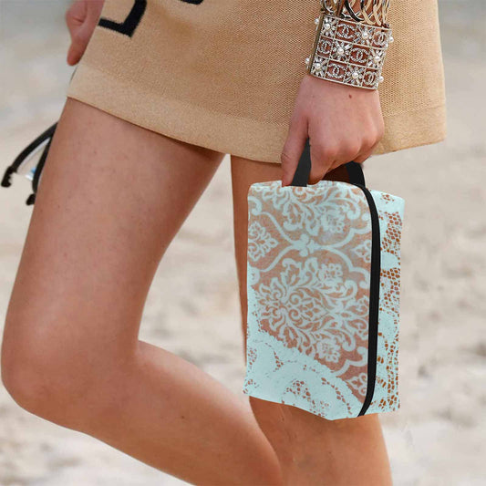 Victorian lace print toiletry comestic bag, design 23