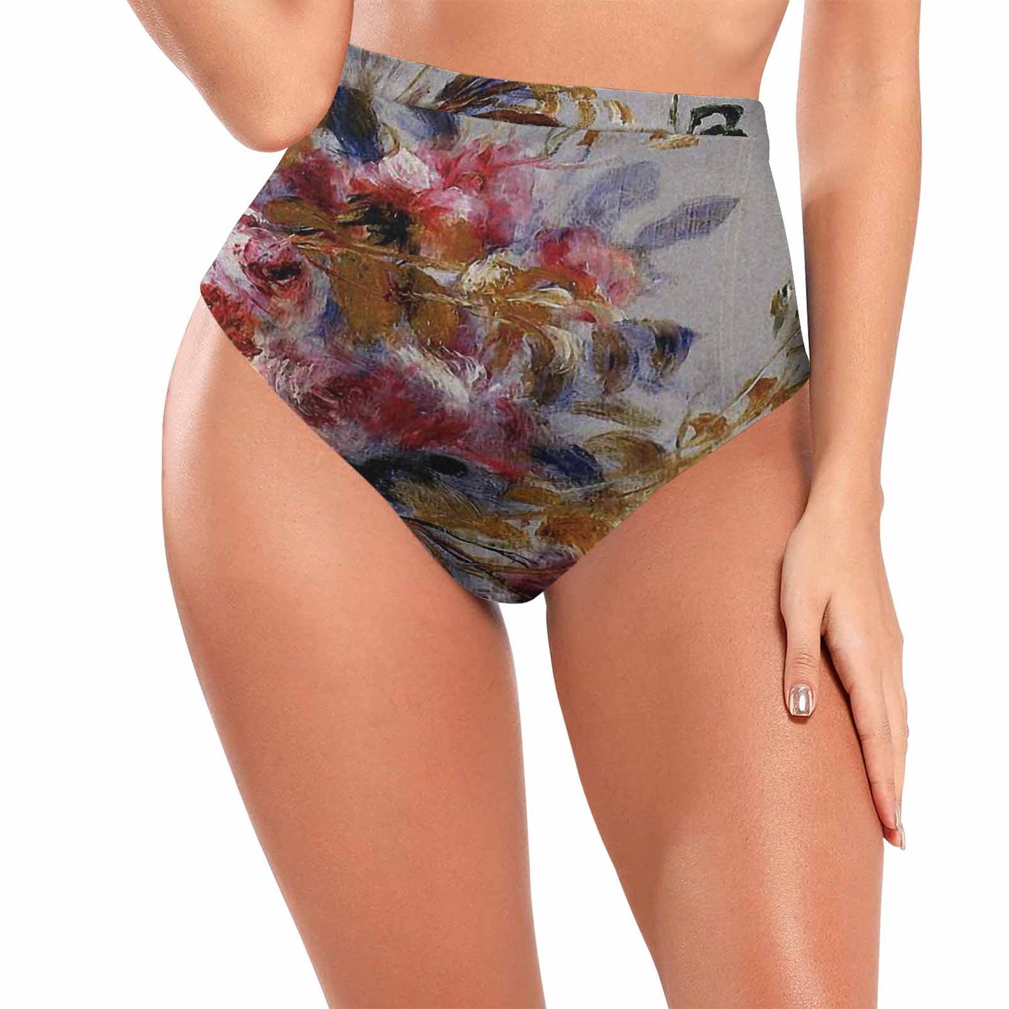 Vintage floral High waist bikini bottom, Design 12