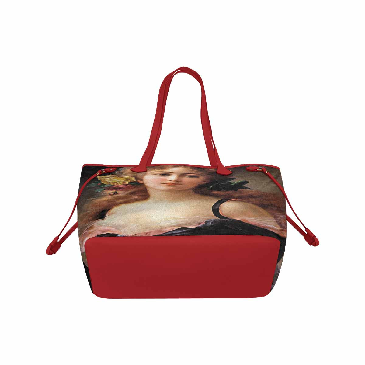 Victorian Lady Design Handbag, Model 1695361, Portrait Of A Young Girl, RED TRIM