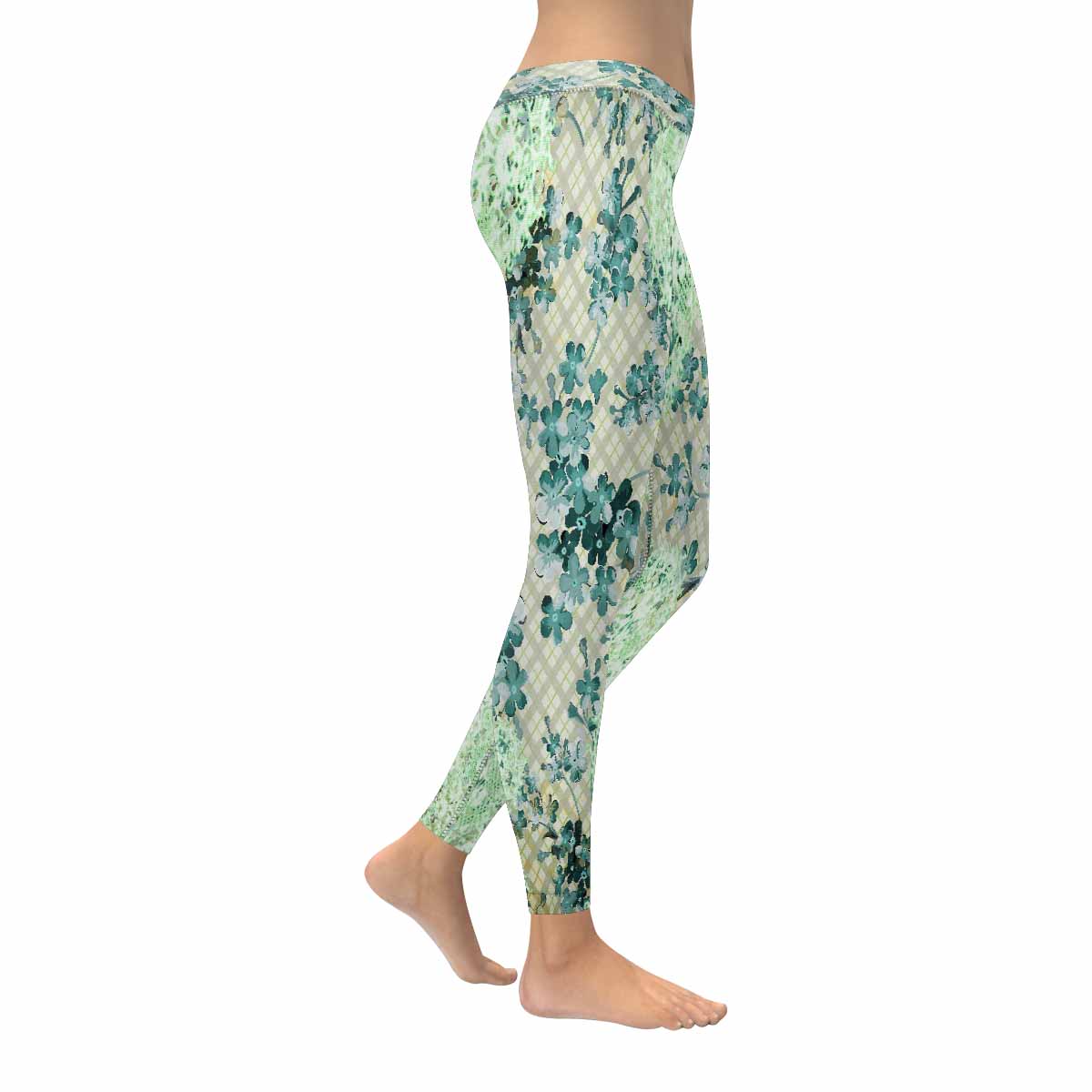 Victorian lace print low rise leggings, design 53