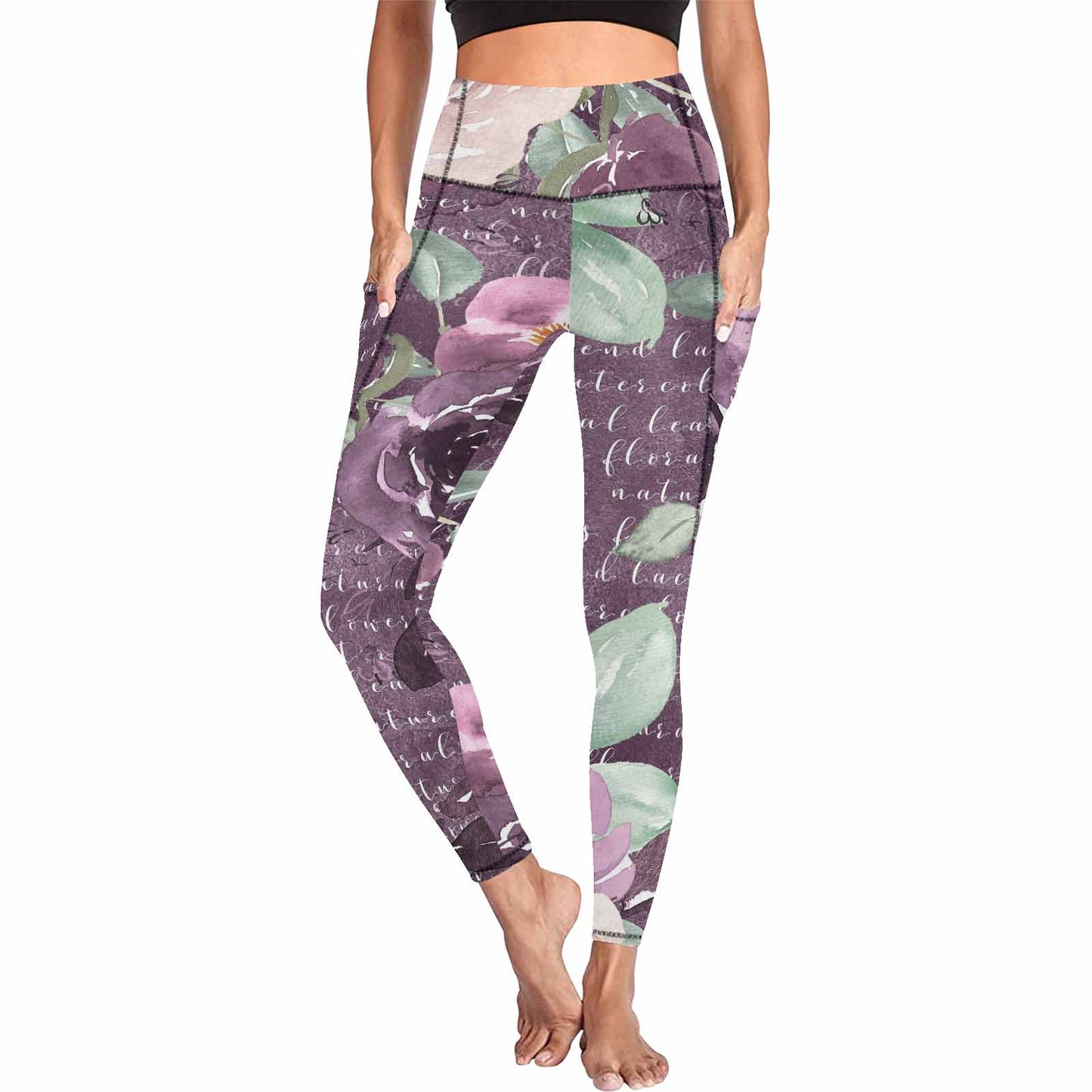 Floral 2, active wear leggings, outside surge, design 40