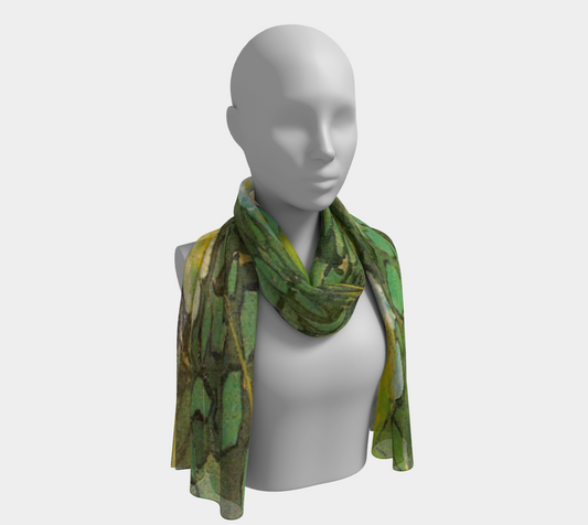 Vintage floral RECTANGLE satin charmeuse scarf, Design 01